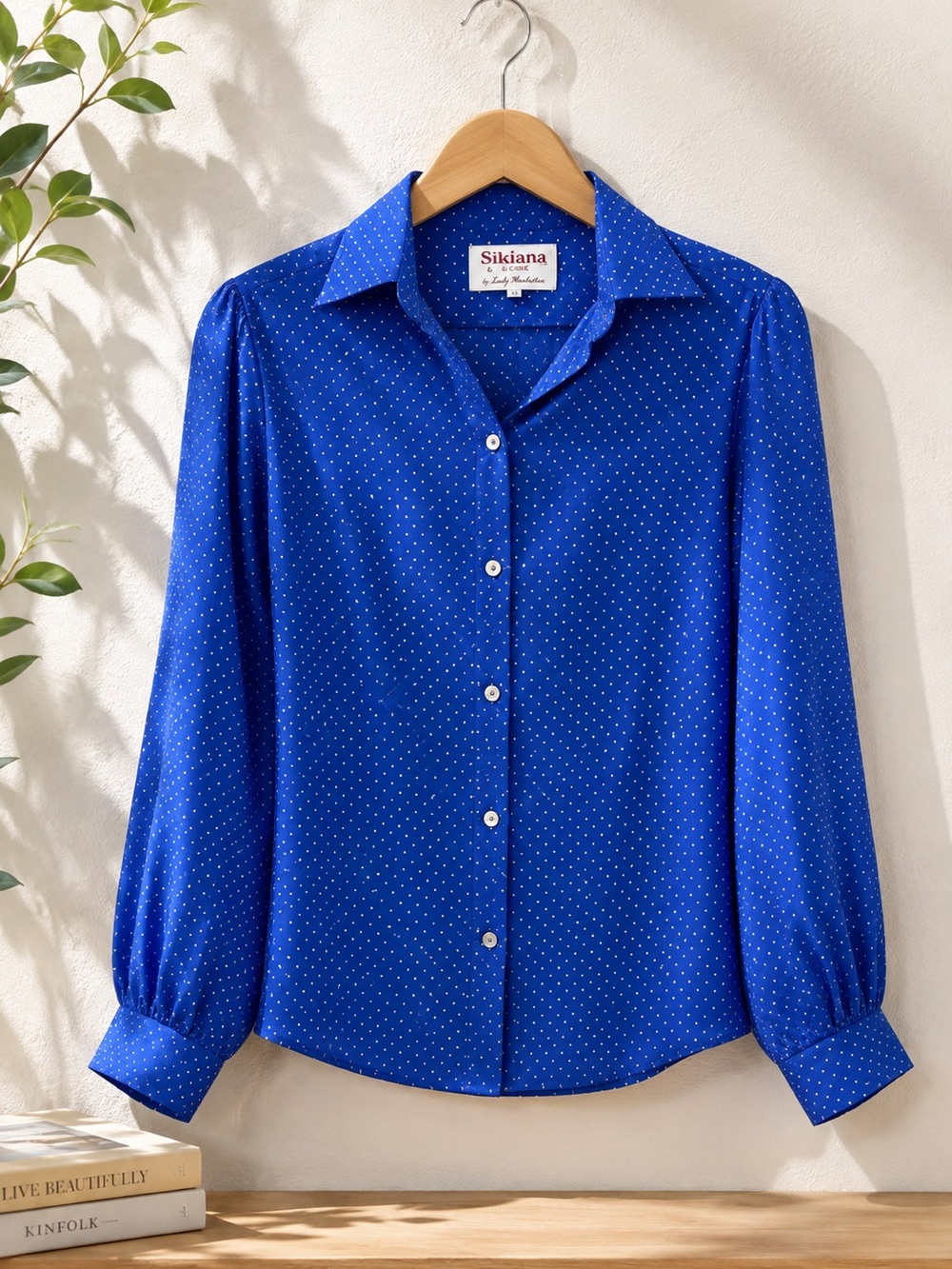 Vintage Silkiana de Chine by Lady Manhattan Blue Polka Dot Blouse